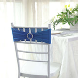 5 pack | 5"x14" Royal Blue Spandex Stretch Chair Sash with Silver Diamond Ring Slide Buckle