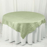 72x72inch Sage Green Accordion Crinkle Taffeta Table Overlay, Square Tablecloth Topper