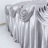 14ft Silver Pleated Satin Double Drape Table Skirt