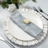 5 Pack | Silver Accordion Crinkle Taffeta Dinner Napkins | 20x20Inch