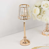 2-Pack 15" Crystal Pendant Candle Holders Lamp Shade Style in Gold, Votive Candle Stand