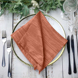 5 Pack Terracotta (Rust) Accordion Crinkle Taffeta Cloth Dinner Napkins#whtbkgd