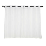 2 Pack | Handmade White Faux Linen Curtains 52x64inch Curtain Panels With Chrome Grommets