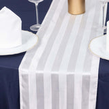 12x108inch White Satin Stripe Table Runner, Elegant Tablecloth Runner