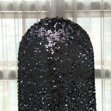 6ft Sparkly Black Double Sided Big Payette Sequin Chiara Backdrop Stand Cover For Fitted Round Top