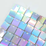 Shiny Iridescent Blue Square Sequin Shimmer Wall Party Photo Backdrop