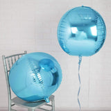 2 Pack | 18inch 4D Metallic Blue Sphere Mylar Foil Helium or Air Balloons