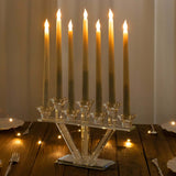 12inch Crystal Glass Candelabra With Crystal Filler 7-Branch Taper Candle Stick Holder Stand