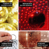 6 Pack | 2Inches Silver Foam Disco Mirror Ball With Hanging Strings, Holiday Christmas Ornaments