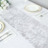 108inch Sparkly Metallic Silver Foil Thin Mesh Polyester Table Runner - 25GSM