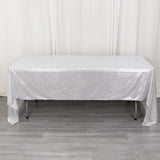 60x126inch Silver Shimmer Sequin Dots Polyester Tablecloth, Wrinkle Free Sparkle Glitter