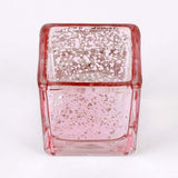 2inch Square Blush/Rose Gold Mercury Glass Candle Holders, Votive Glittered Tealight Holders#whtbkgd