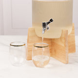 1 Gallon Clear Ribbed Glass Drink Dispenser with Wooden Stand and Lid