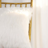 2 Pack | 18Inch White Faux Fur Sheepskin Throw Pillow Cases, Square Pillow Covers