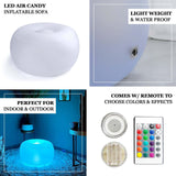 22inch LED Air Candy Light Up Inflatable Waterproof Ottoman Furniture