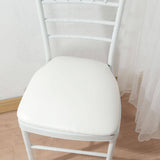 5 Pack White PU Leather Chiavari Chair Cushion Pads with Wood Backed Design