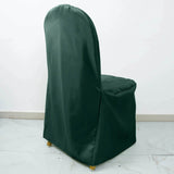 10 Pack Hunter Emerald Green Polyester Banquet Chair Covers, Reusable Stain Resistant Slip On Chair