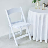 White Resin Folding Chair With Vinyl Padded Seat For Weddings