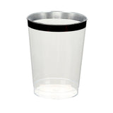 25 Pack Clear Crystal Plastic Tumbler Glasses with Black Rim, 10oz Disposable Drink Glasses#whtbkgd