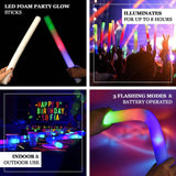 20 Pack Multicolor LED Foam Party Glow Sticks With 3 Flashing Modes