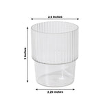 12 Pack Clear Stackable Ribbed Reusable Plastic Tumblers, 7oz Shatterproof Short