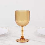 12 Pack Amber Gold Ribbed Reusable Plastic Wine Goblets