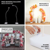 Set of 2 Free Bending White Balloon Column Stand Kit, Half Arch Balloon Tower Stands Water Base