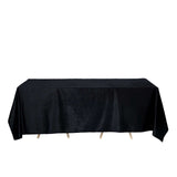 90x132inch Black Seamless Premium Velvet Rectangle Tablecloth, Reusable Linen