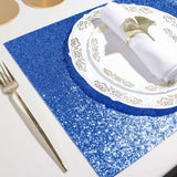 6 Pack | Royal Blue Sparkle Placemats, Non Slip Decorative Rectangle Glitter Table Mat