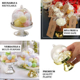 12 Pack | Gold Mini Pedestal Cupcake Stands, Candy Treat Favor Display Plate With Clear Dome Lid - 4Inch