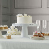 4 Pack | 13inch White Round Footed Reusable Plastic Pedestal Cake Stands