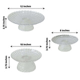 Set of 3 | Clear Pressed Contemporary Design Plastic Cake Stands With Bowl Base