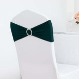 5 Pack | Hunter Emerald Green Spandex Stretch Chair Sashes with Silver Diamond Ring Slide