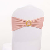 5 Pack Dusty Rose Spandex Chair Sashes with Gold Diamond Buckles, Elegant Stretch Chair Bands