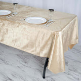 60"x102" Champagne Premium Velvet Rectangle Tablecloth, Reusable Linen