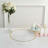 2 Pack | 12inch Clear With Gold Rim Disposable Pedestal Cake Stand