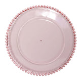 6 Pack 12inch Transparent Blush Beaded Rim Acrylic Charger Plates