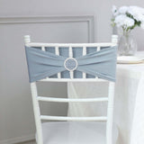 5 pack | 5Inchx14Inch Dusty Blue Spandex Stretch Chair Sash with Silver Diamond Ring Slide Buckle