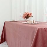 90x132inch Dusty Rose Seamless Premium Velvet Rectangle Tablecloth, Reusable Linen