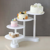 4-Tier Half Moon White Plastic Cake Dessert Stand, 4-Shelf Cupcake Display - 17inch Tall