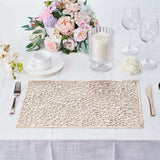 6 Pack Gold Metallic Vinyl Placemats, Floral Non-Slip Rectangle Dining Table Mats 12"x18"