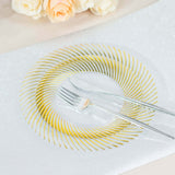 10 Pack | 7inch Clear / Gold Swirl Rim Disposable Salad Plates