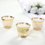 25 Pack 9oz Crystal Gold Rimmed Short Disposable Tumbler Glasses