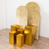 Set of 5 Gold Metallic Spandex Rectangular Pedestal Pillar Prop Covers