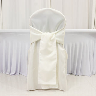<meta charset="utf-8"><span><span><strong>Stain-Resistant Ivory Polyester Banquet Chair Covers with Attached Sashes</strong></span></span>