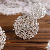 4 Pack | Diamond Rhinestone Silver Metal Flower Napkin Rings