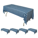 5 Pack Navy Blue Checkered Rectangle Plastic Table Covers, 54x108inch PVC Waterproof Disposable