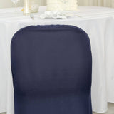 10 Pack Navy Blue Polyester Folding Chair Covers, Reusable Stain Resistant