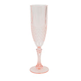 6 Pack Transparent Blush Crystal Cut Reusable Plastic Wedding Flute Glasses, 8oz#whtbkgd