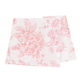 5 Pack 20x20 Pink French Toile Polyester Cloth Napkins, White Floral Reusable Dinner Table Linens